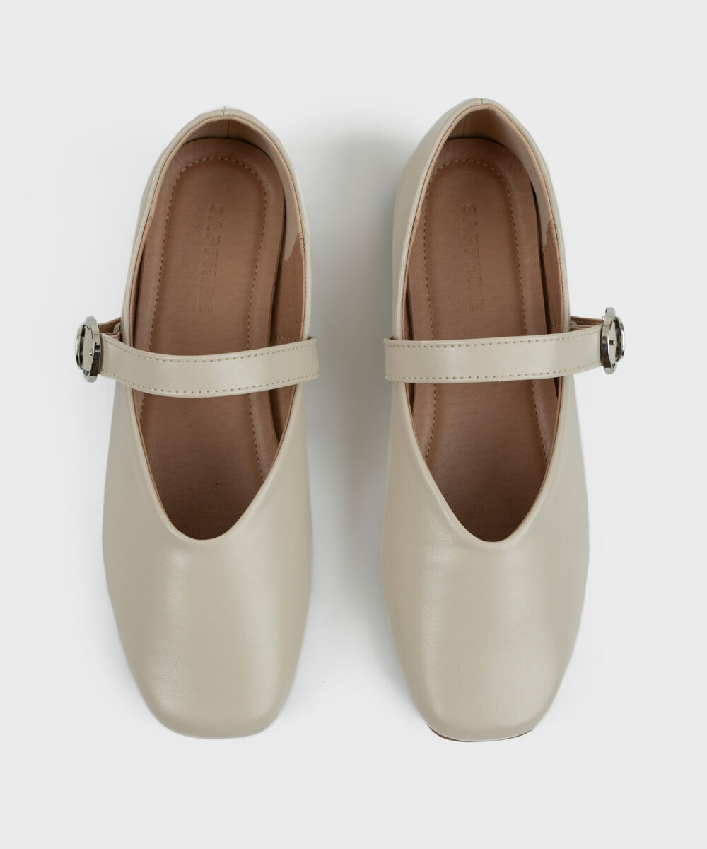 BEIGE BALLERINA FLATS — Sapphire view 3