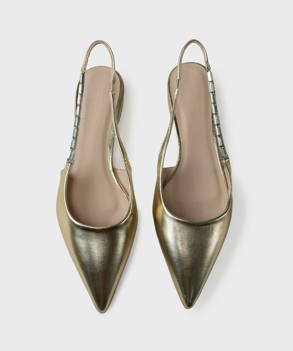 Gold Slingback Flats — Sapphire view 3