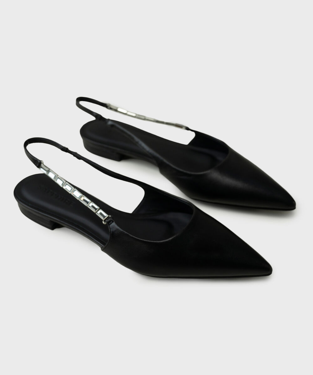 Black Slingback Flats — Sapphire