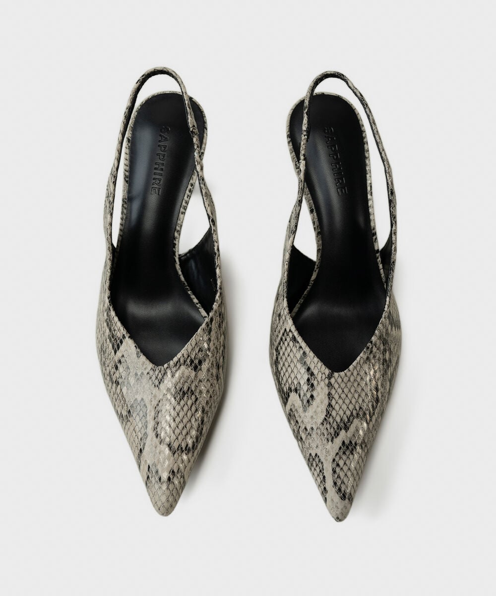 Snake Print Slingback Heels — Sapphire