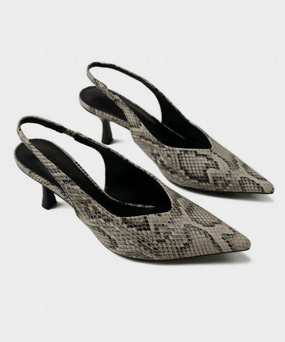 Snake Print Slingback Heels — Sapphire view 3