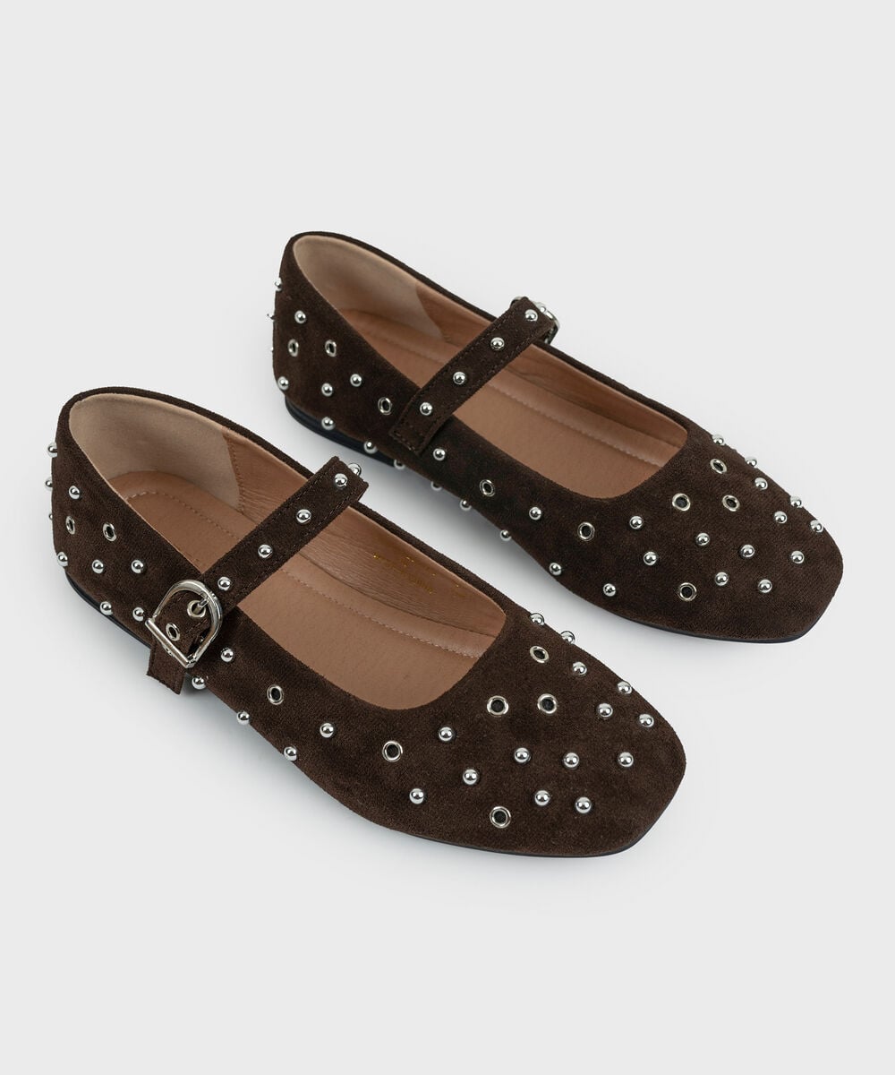 STUDDED BALLERINA FLATS — Sapphire
