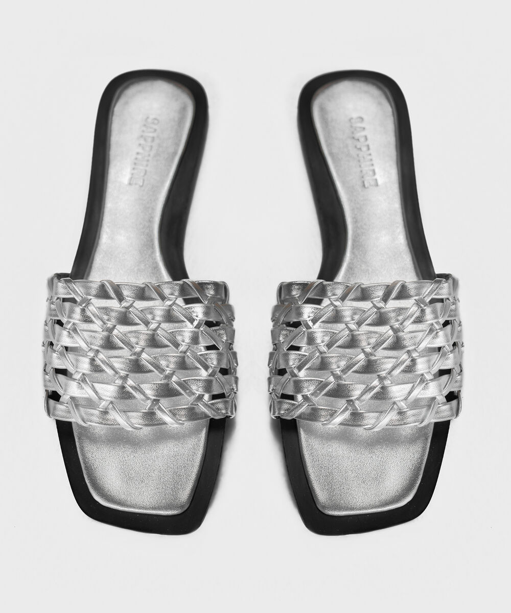 SILVER BRAIDED SANDALS — Sapphire
