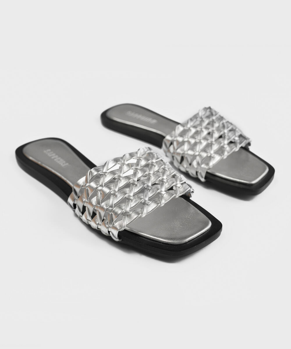 SILVER BRAIDED SANDALS — Sapphire view 3