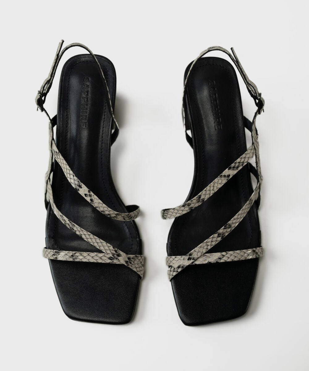 Snake Print Block Heels — Sapphire view 3