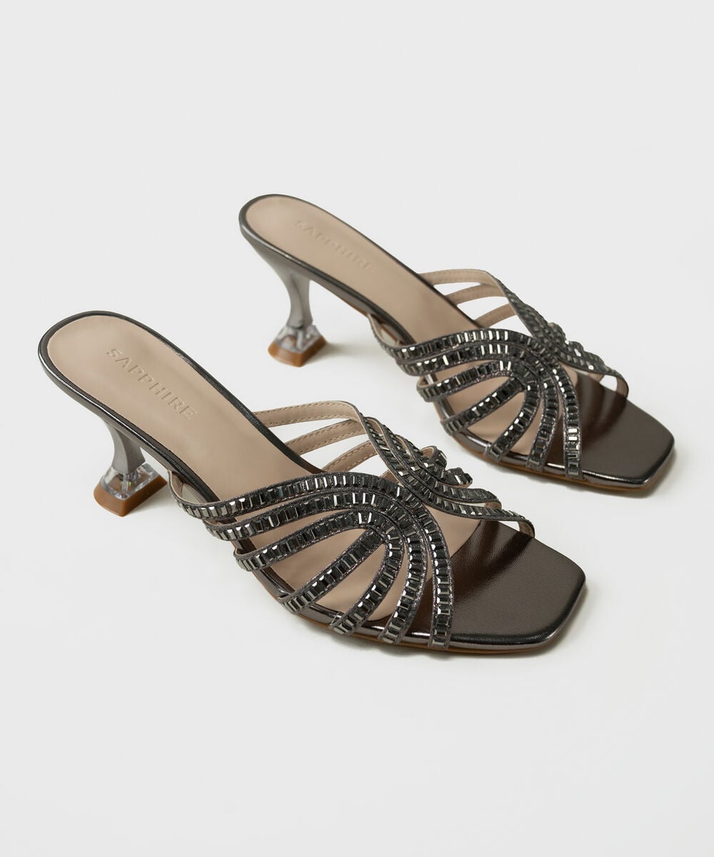 Grey Studded Heels — Sapphire