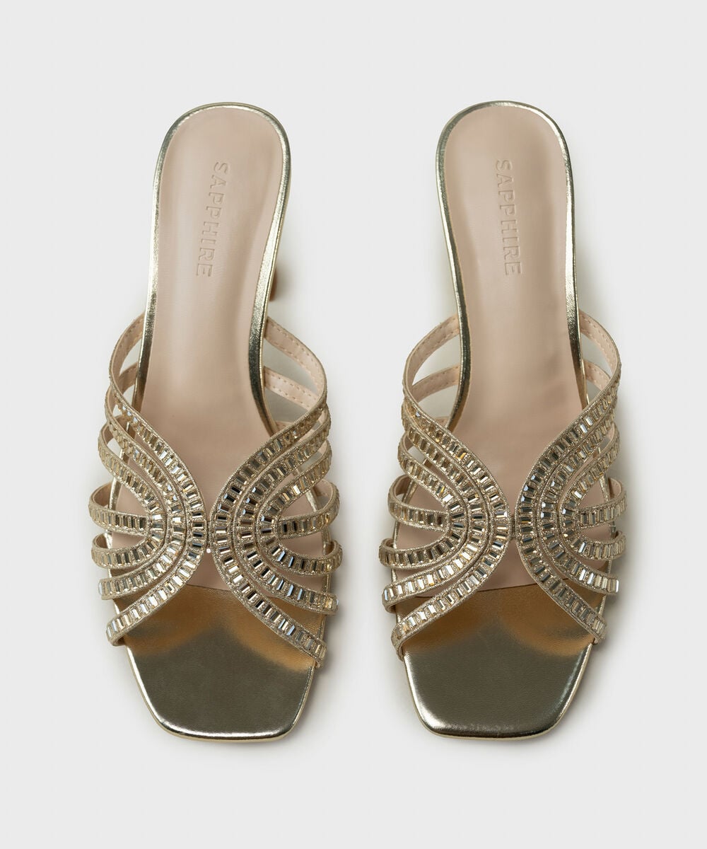 Gold Studded Heels — Sapphire view 3