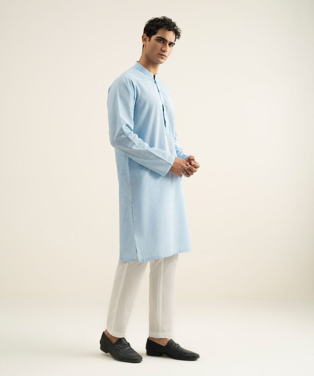 Yarn Dyed Kurta — Sapphire view 3