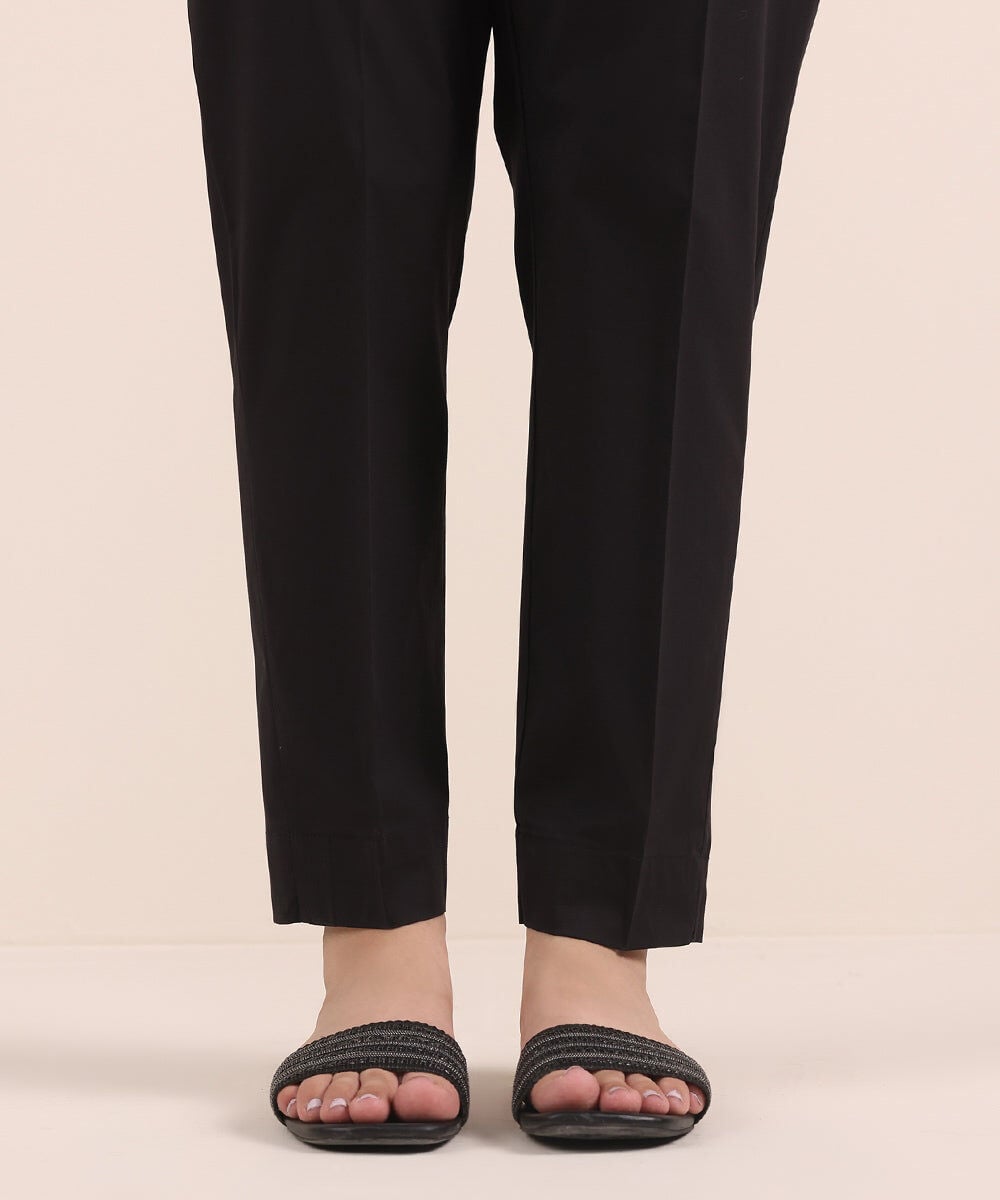 Solid Cambric Straight Pants — Sapphire