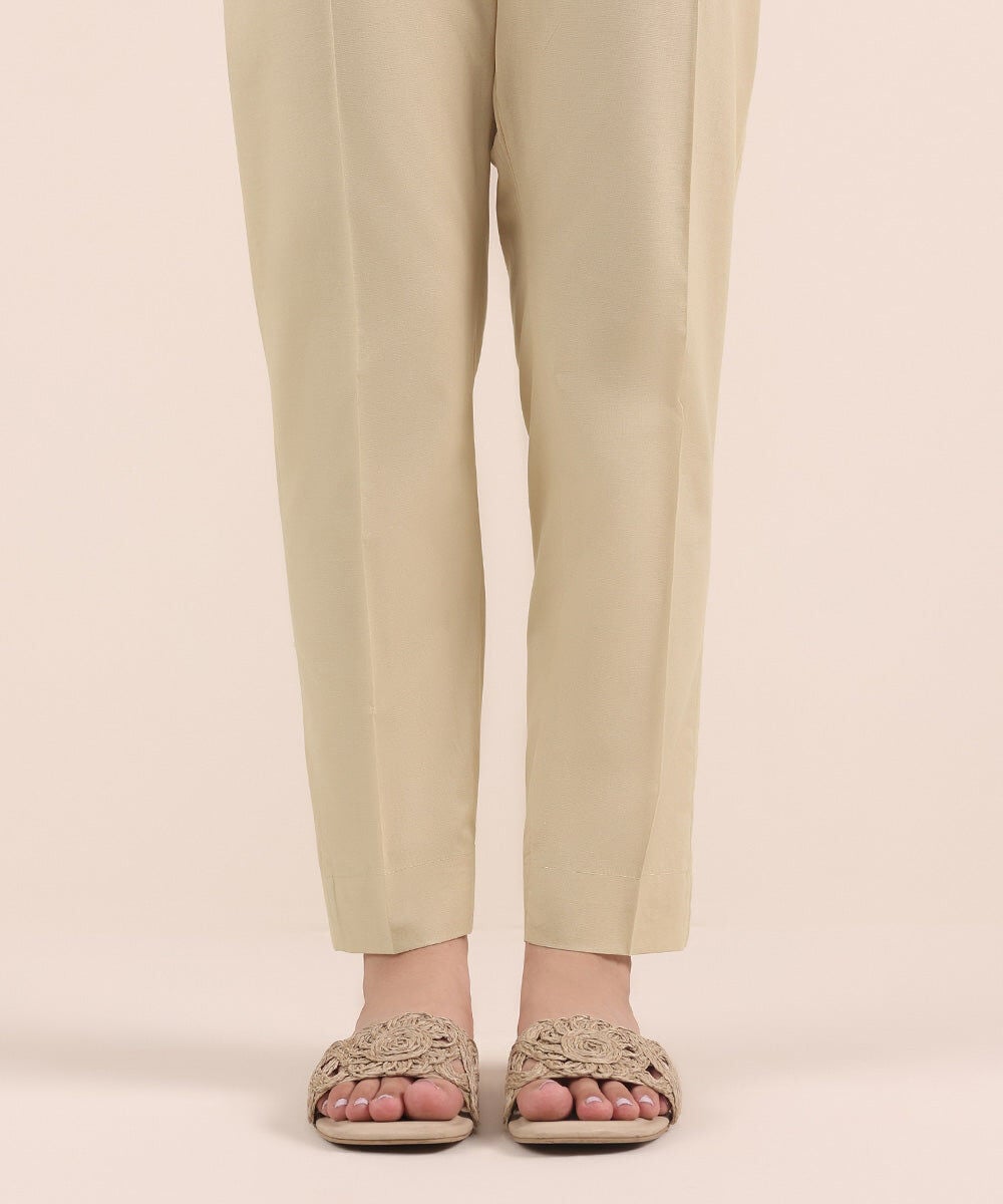 Solid Cambric Cigarette Pants — Sapphire