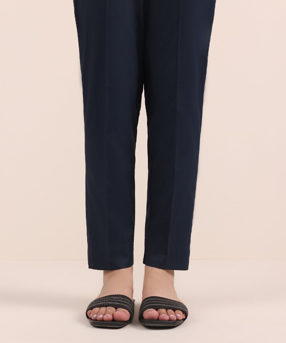 Solid Cambric Cigarette Pants — Sapphire