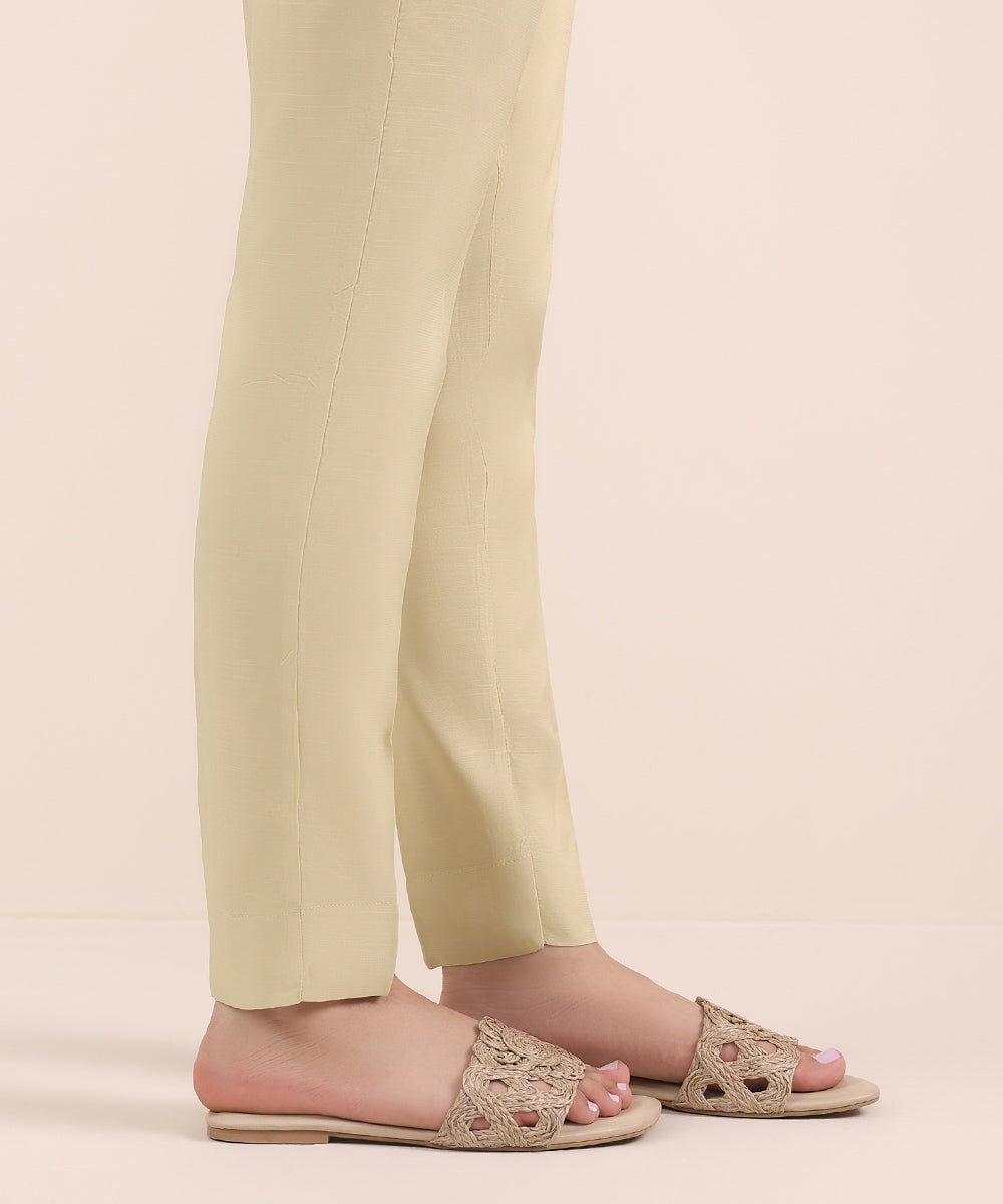 Raw Silk Cigarette Pants — Sapphire view 3