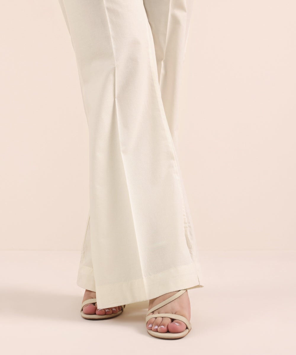 Solid Cambric Boot-cut Pants — Sapphire