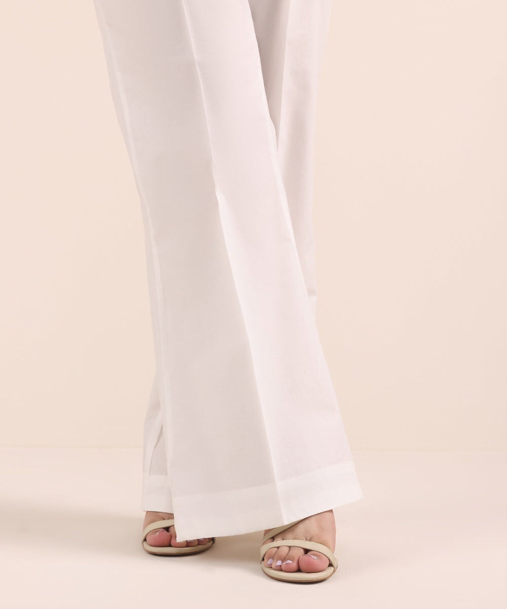 Solid Cambric Boot-cut Pants — Sapphire