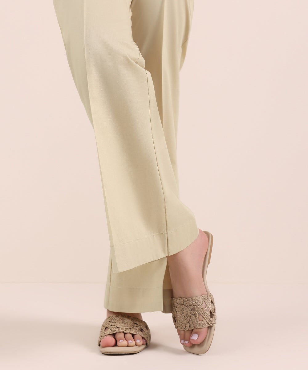 Cambric Boot-cut Pants — Sapphire