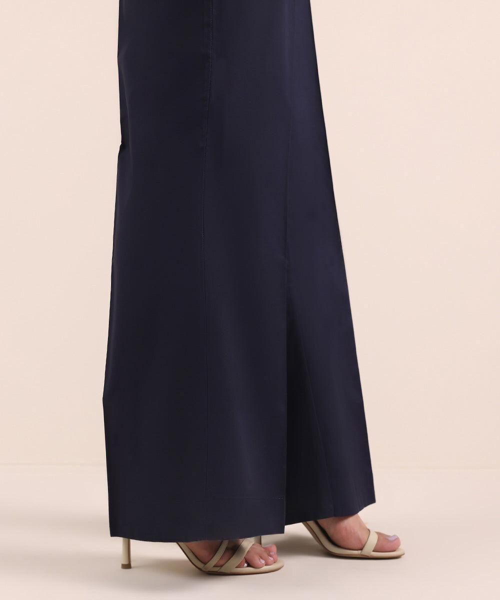 Cambric Boot-cut Pants — Sapphire view 3