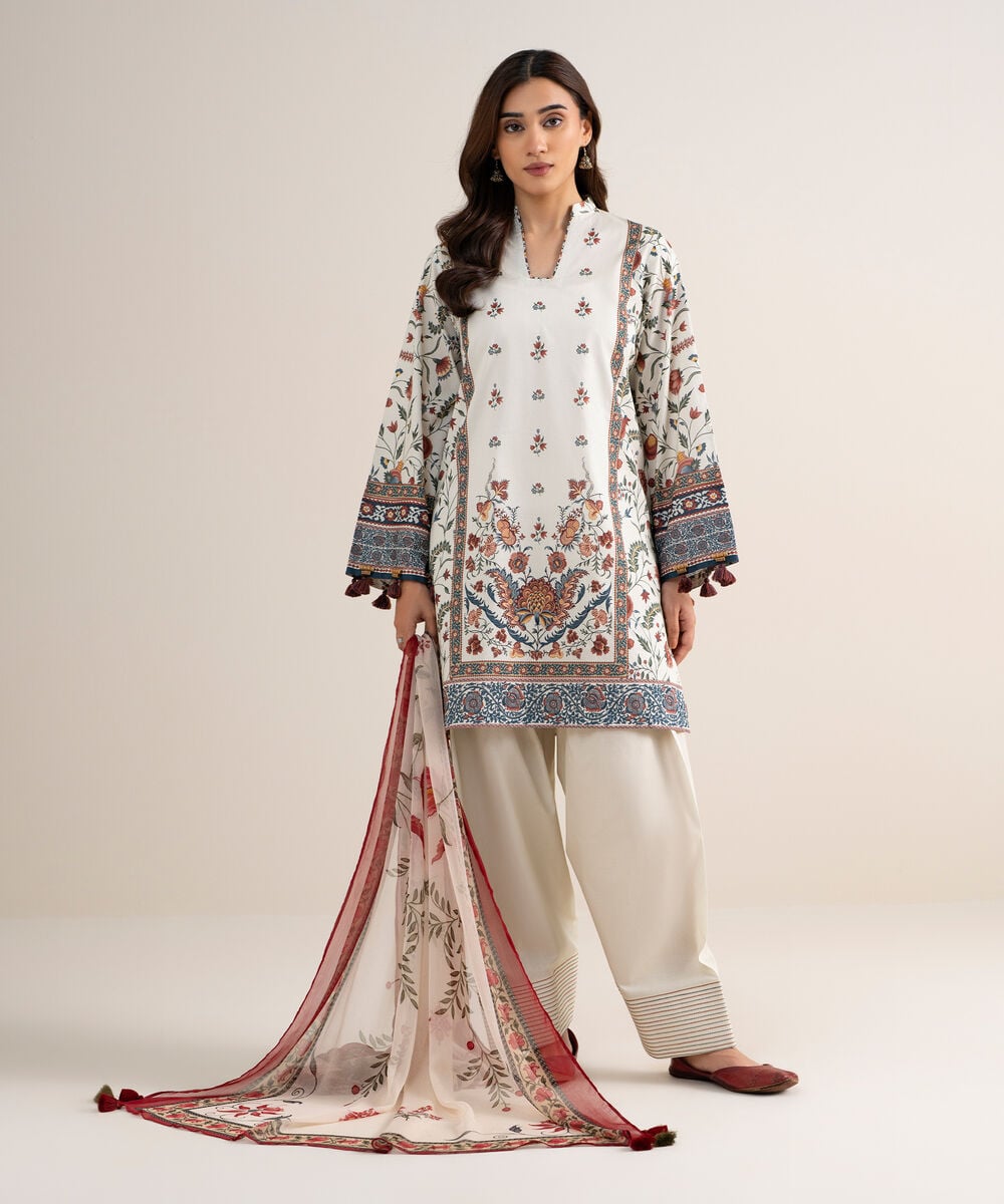 3 Piece - Printed Lawn Suit — Sapphire