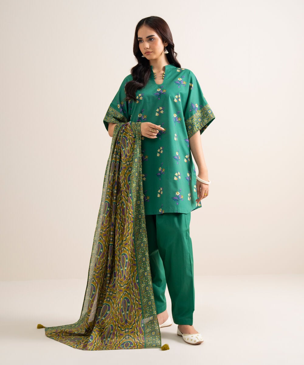 3 Piece - Printed Lawn Suit — Sapphire