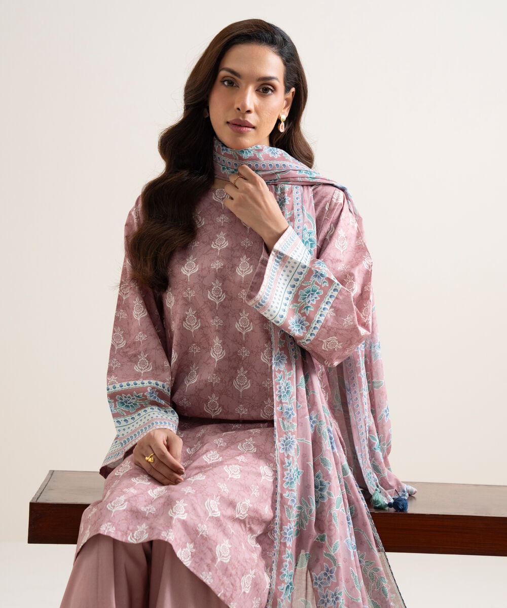 3 Piece - Printed Lawn Suit — Sapphire
