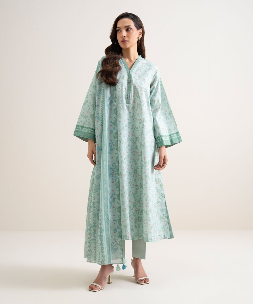 3 Piece - Printed Lawn Suit — Sapphire
