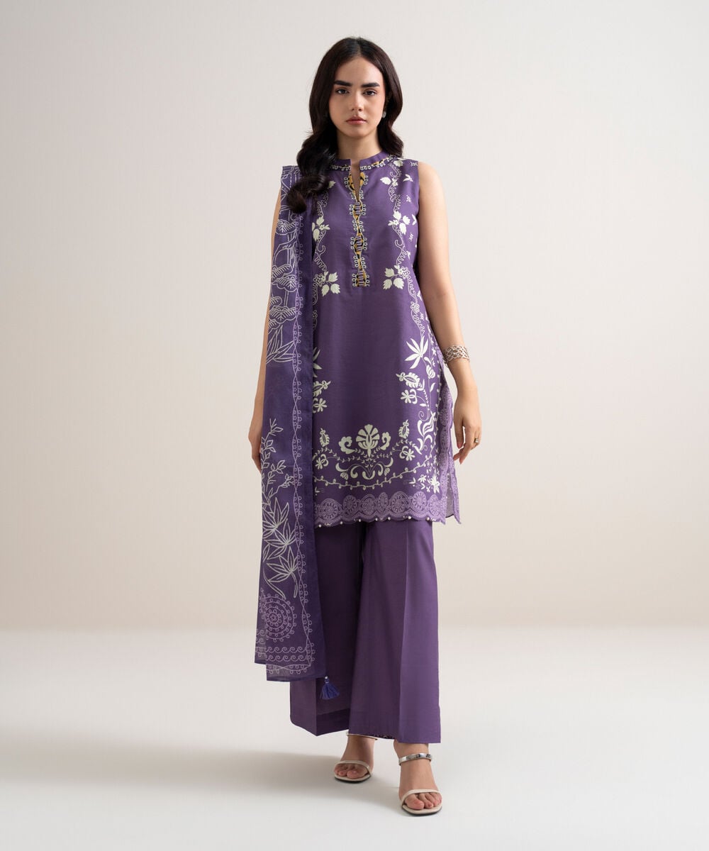 3 Piece - Printed Lawn Suit — Sapphire