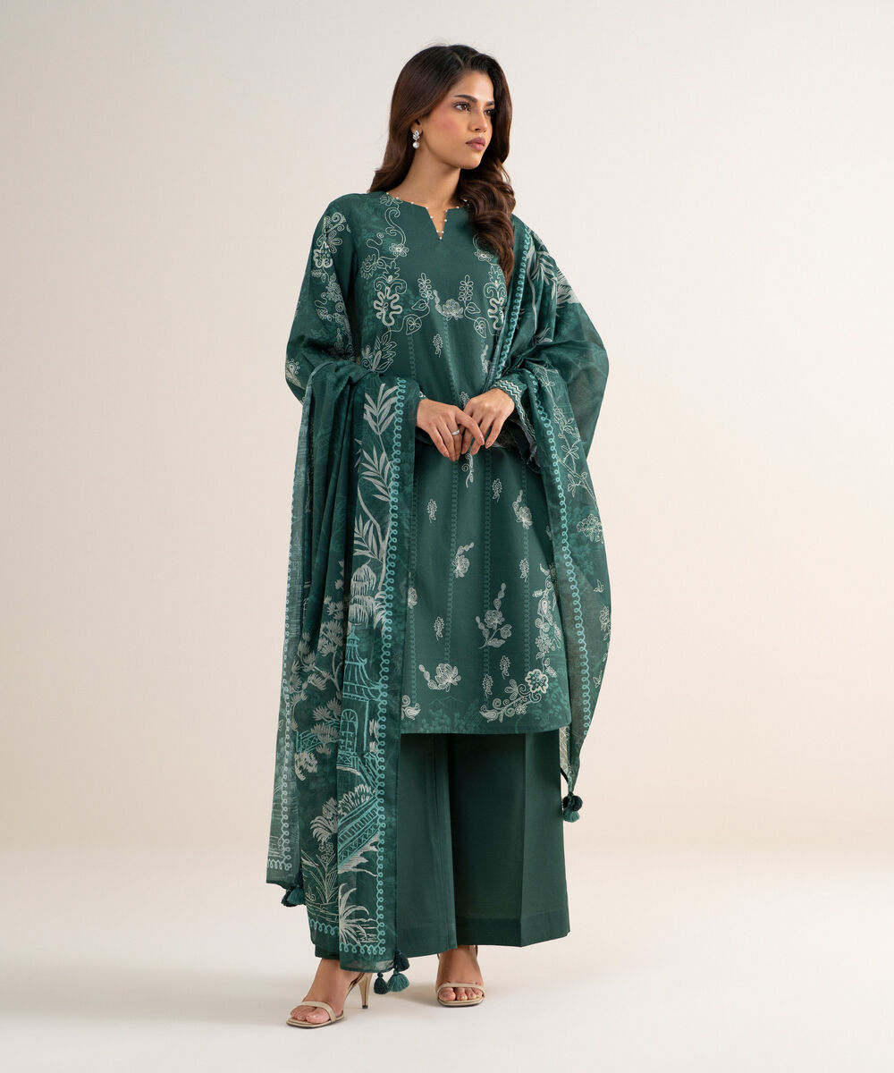 3 Piece - Printed Lawn Suit — Sapphire