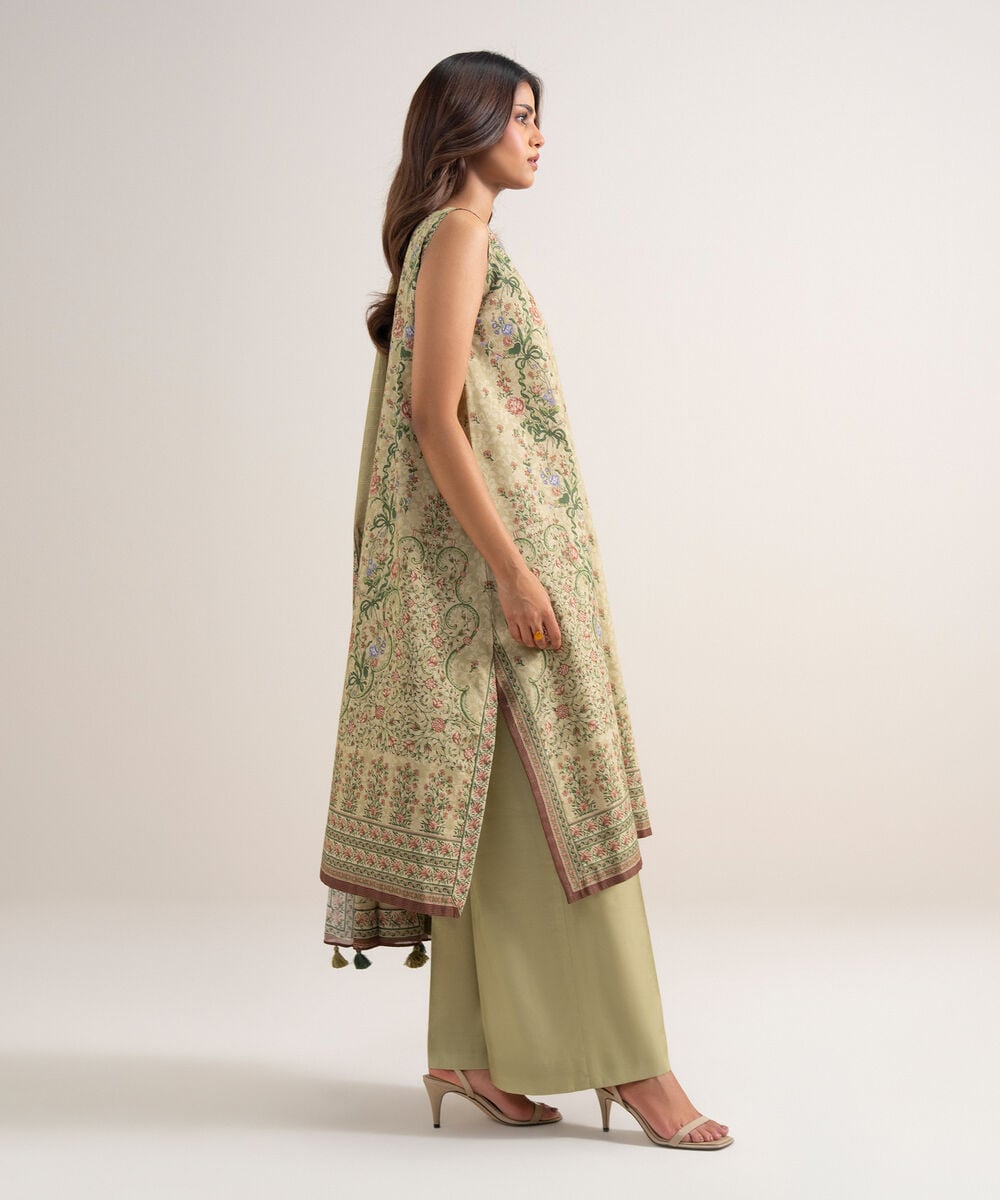 3 Piece - Printed Zari Lawn Suit — Sapphire view 3