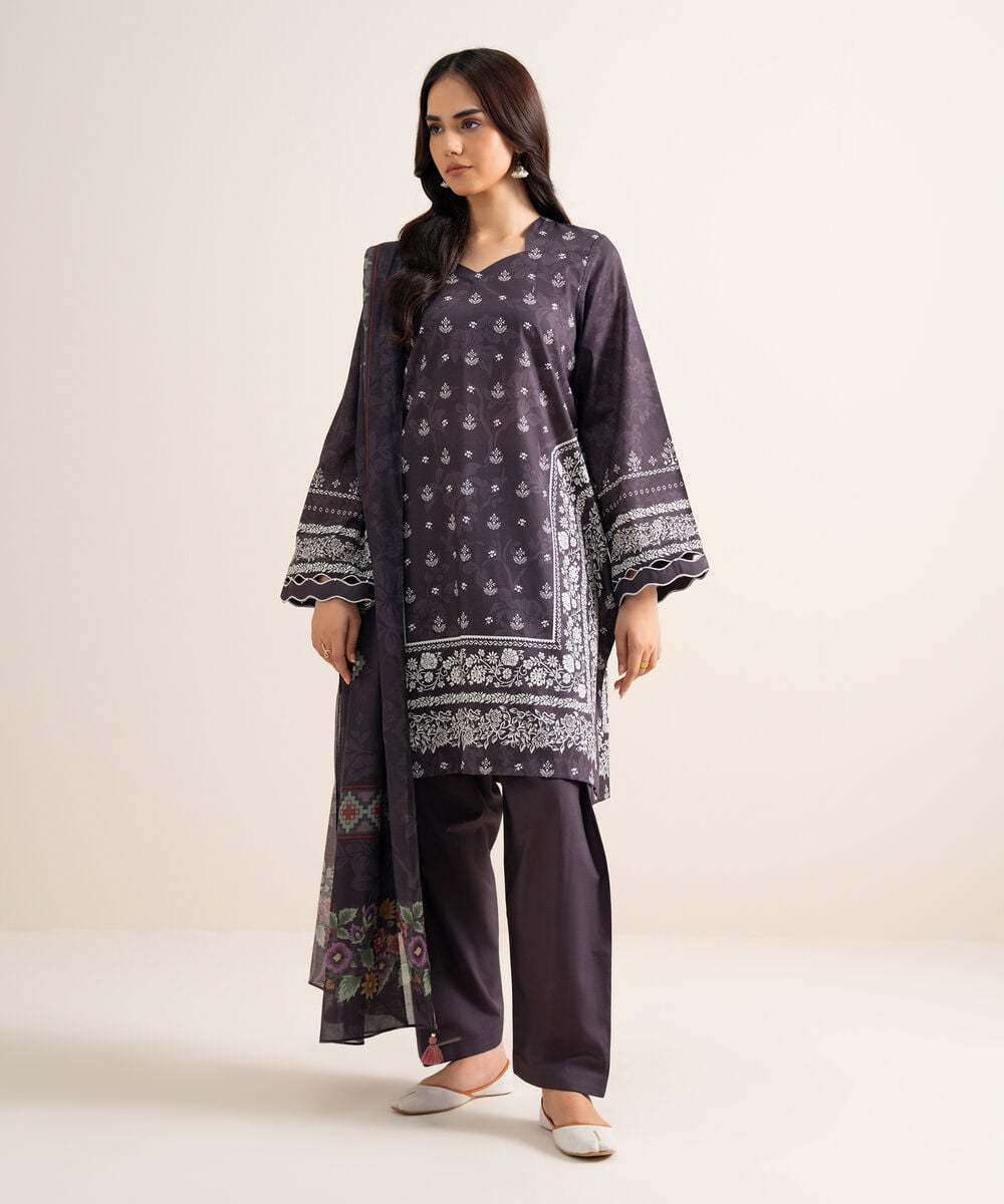 3 Piece - Printed Lawn Suit — Sapphire