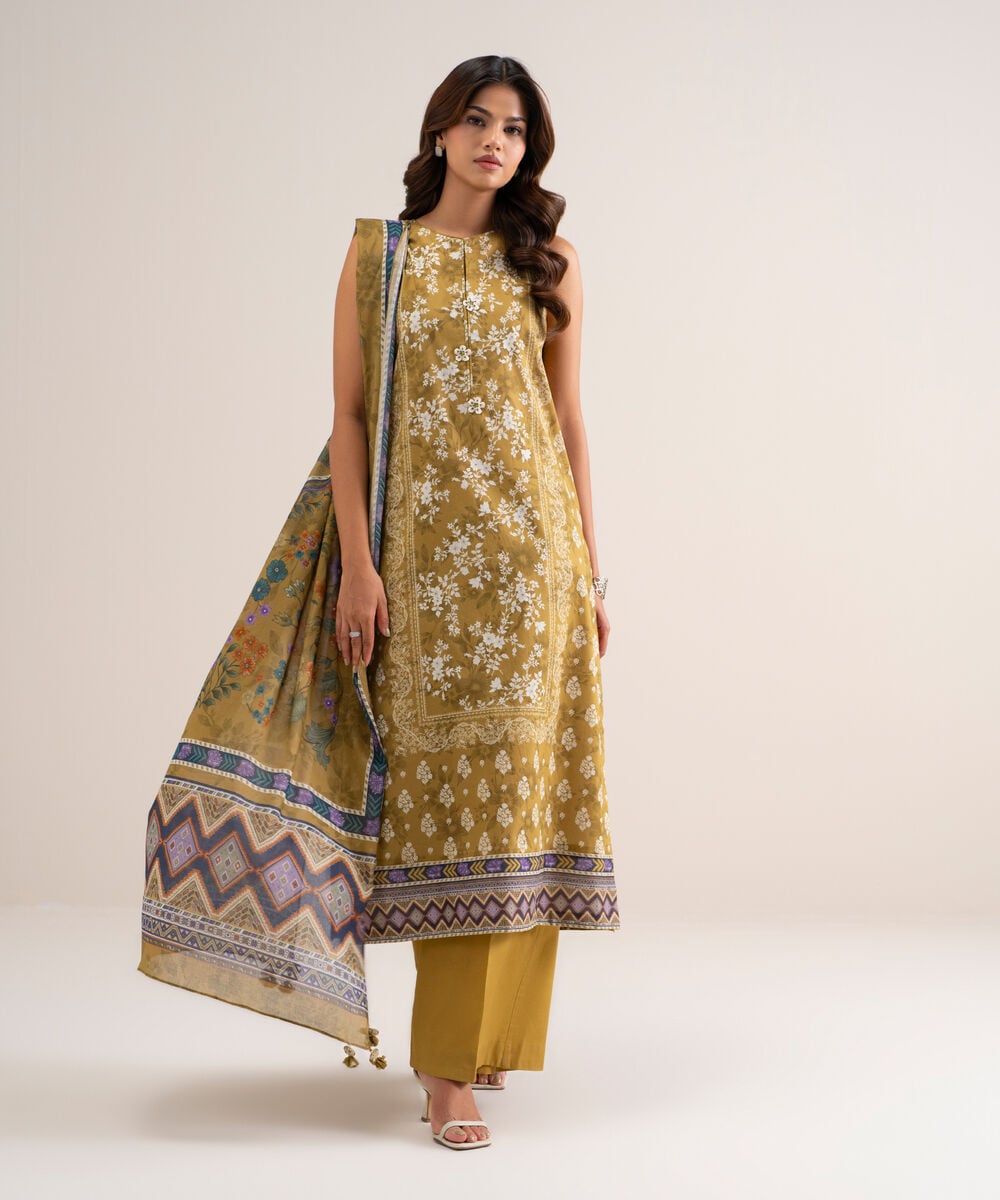 3 Piece - Printed Lawn Suit — Sapphire