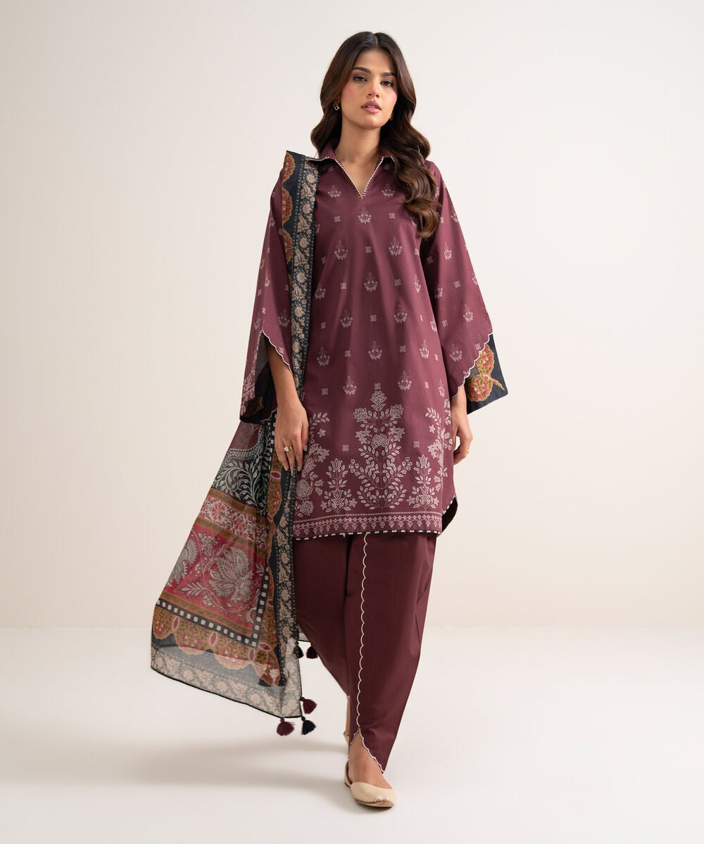 3 Piece - Printed Lawn Suit — Sapphire