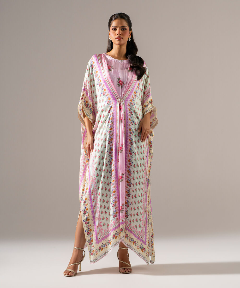 Printed Charmeuse Kaftan โ Sapphire view 3