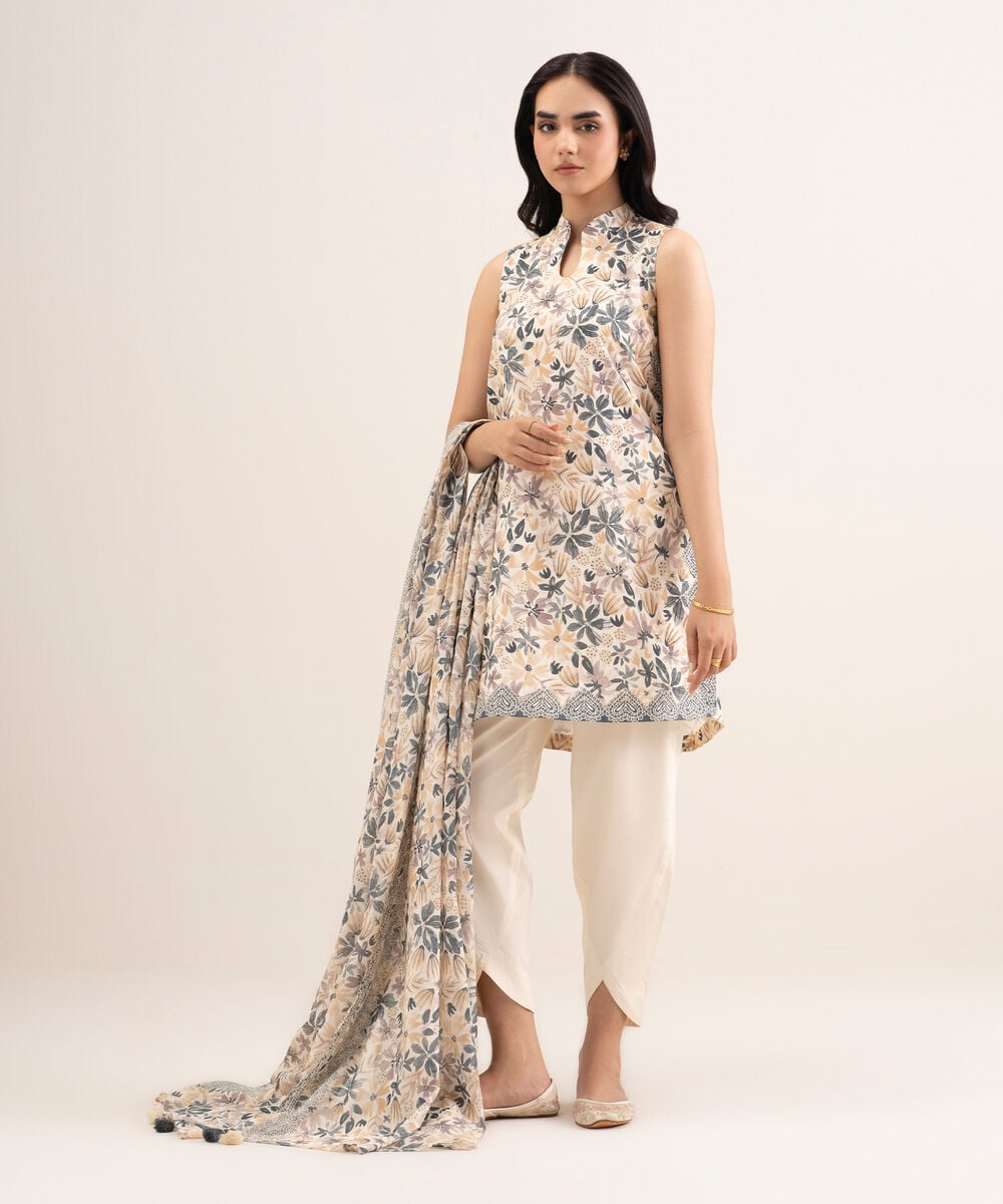 3 Piece - Printed Lawn Suit — Sapphire view 3