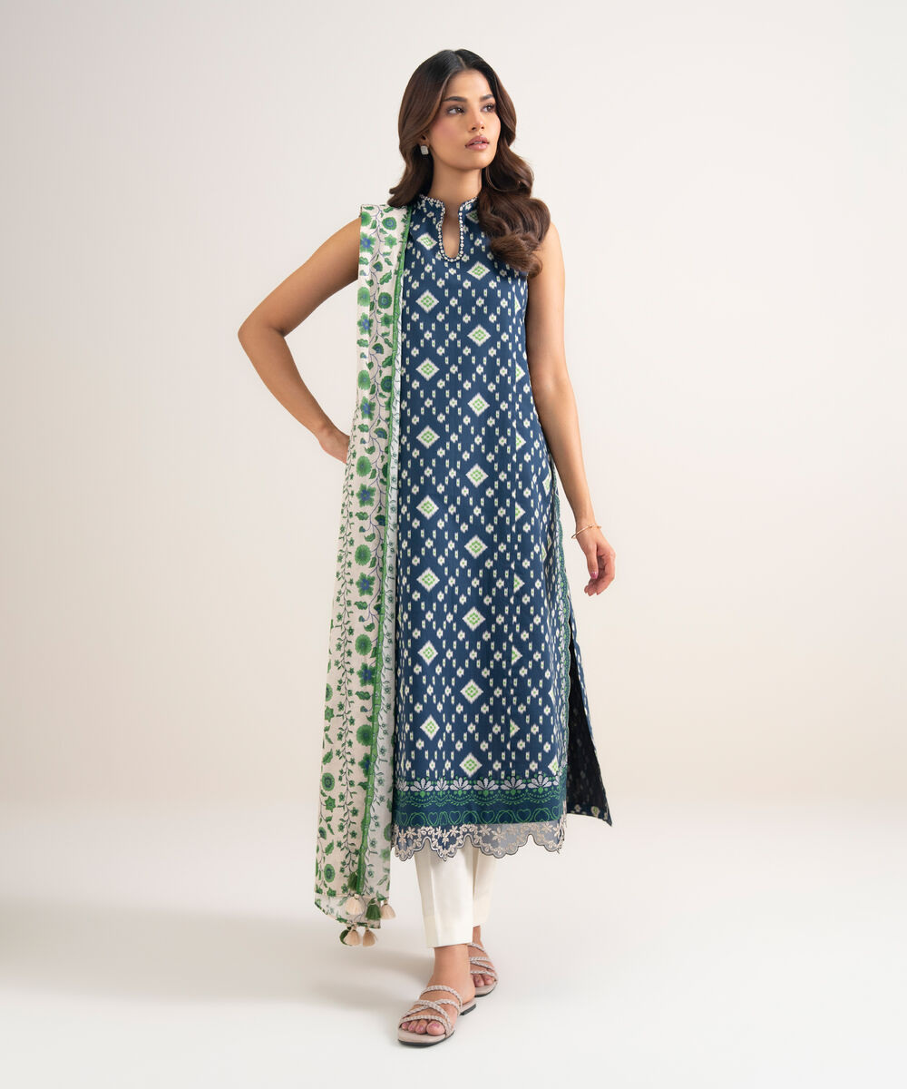 2 Piece - Embroidered Lawn Suit — Sapphire view 3
