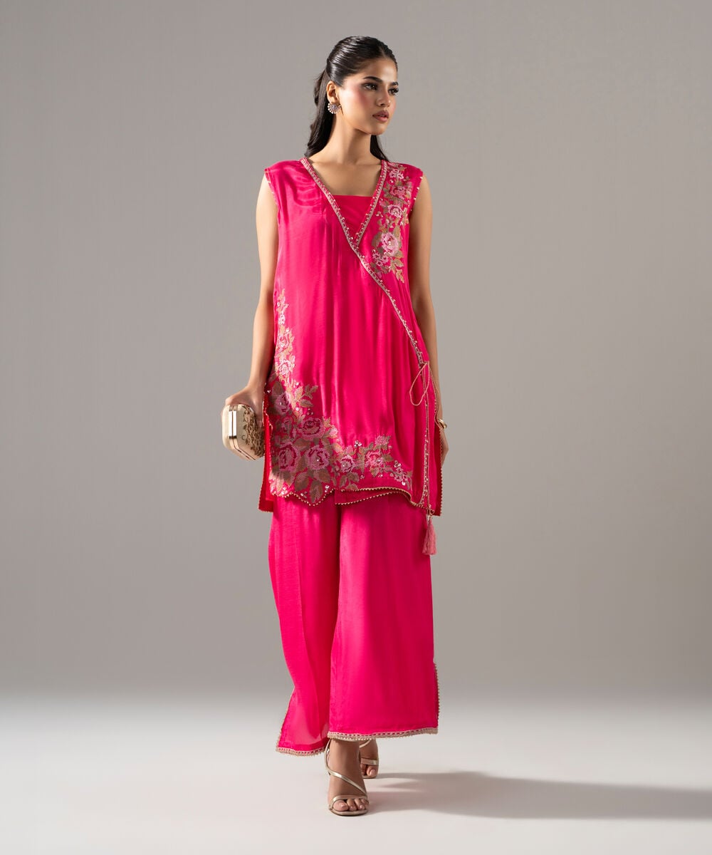 2 Piece - Embroidered Thai Silk Suit — Sapphire