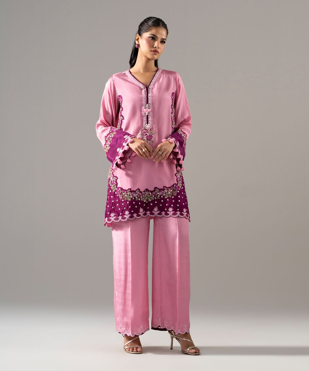 2 Piece - Embroidered Thai Silk Suit — Sapphire