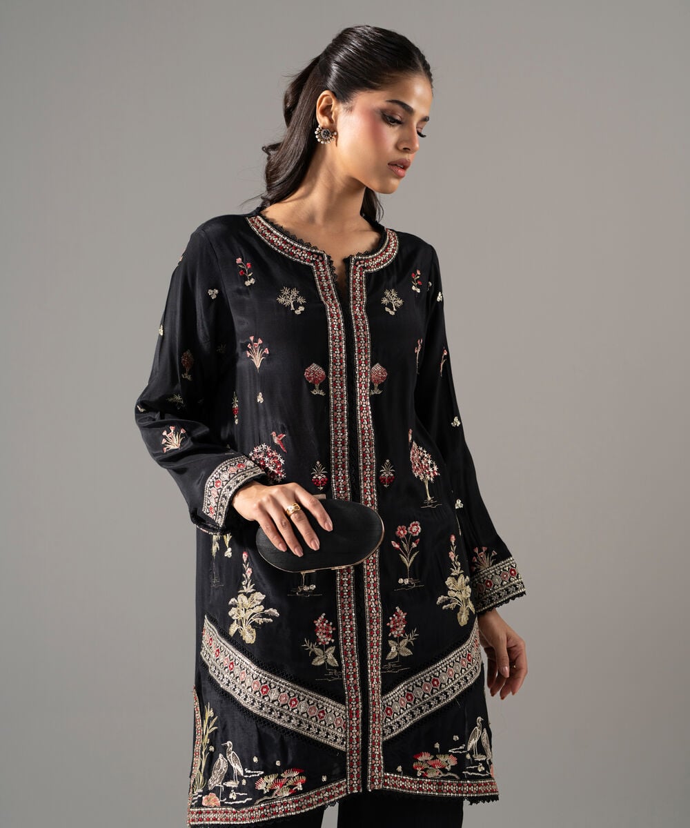 2 Piece - Embroidered Thai Silk Suit — Sapphire