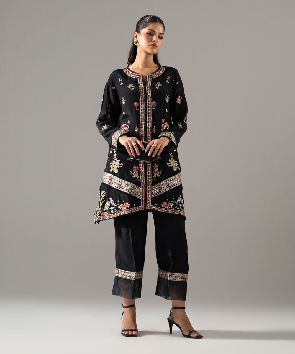 2 Piece - Embroidered Thai Silk Suit — Sapphire view 3