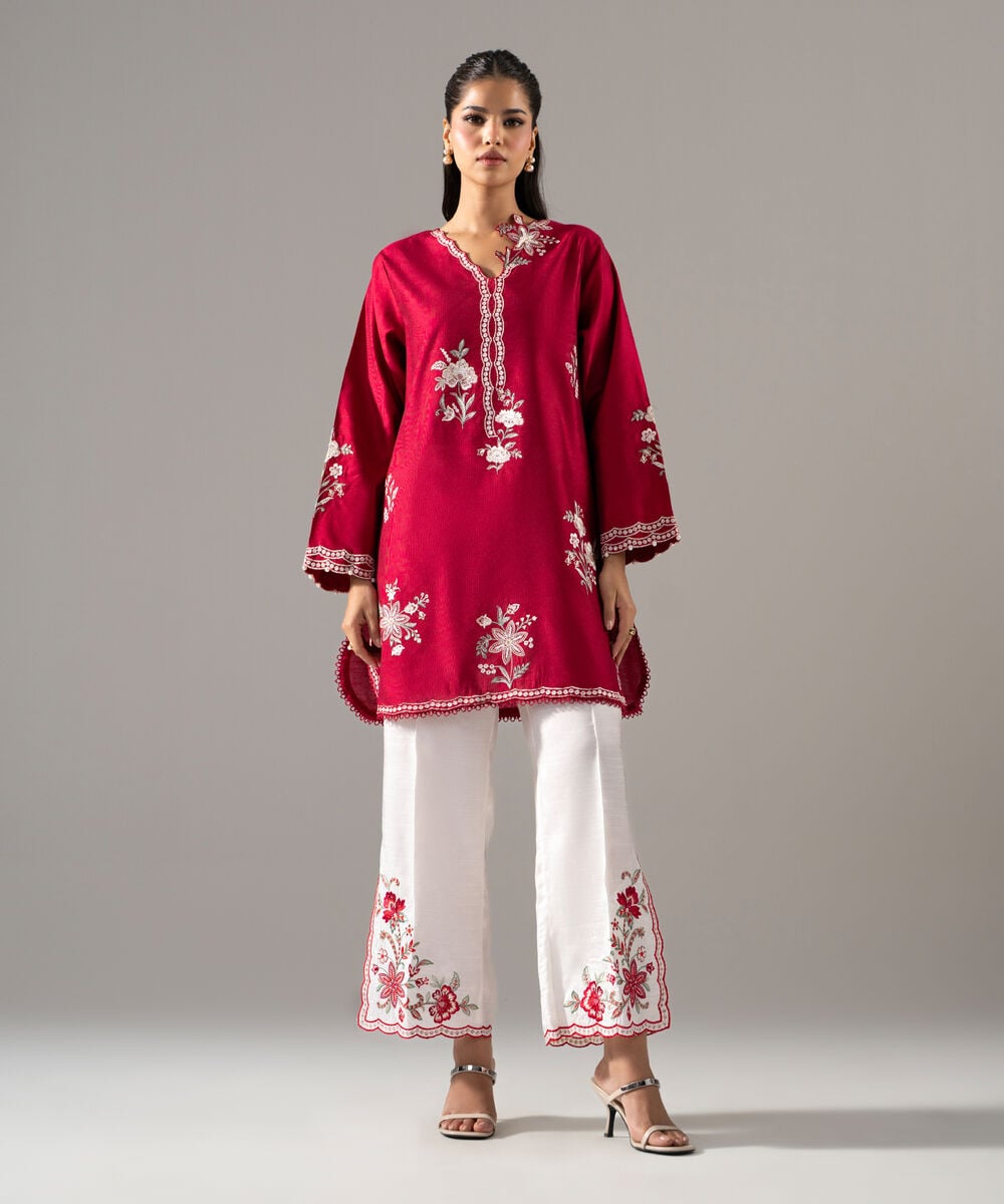 2 Piece - Embroidered Cotton Net Suit — Sapphire