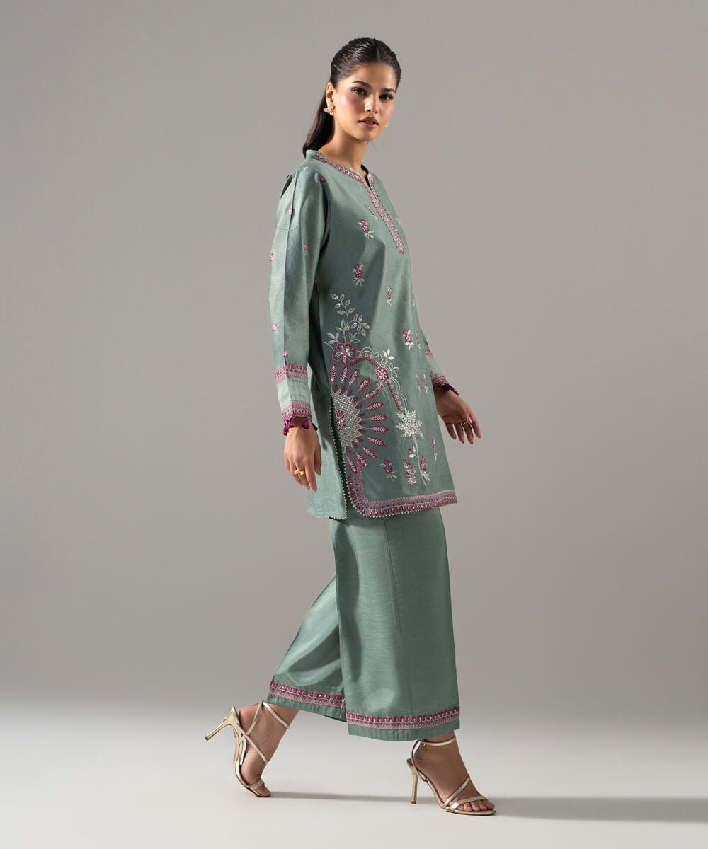 2 Piece - Embroidered Cotton Net Suit — Sapphire view 3
