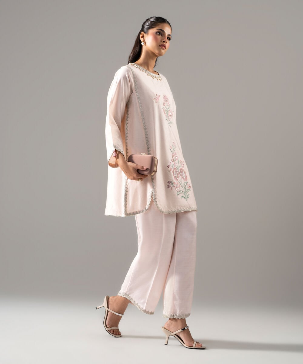 2 Piece - Embroidered Cotton Net Suit — Sapphire view 3
