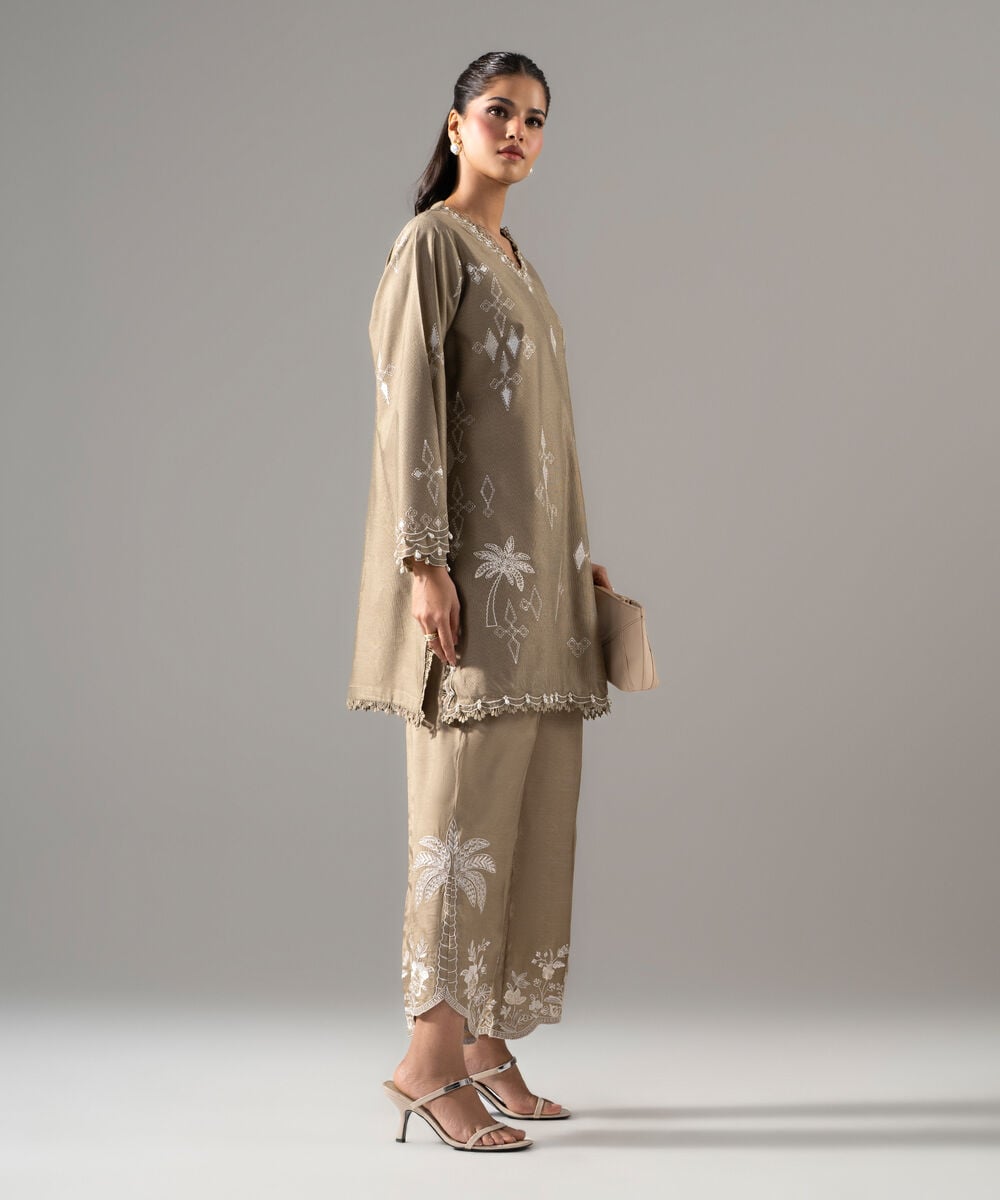 2 Piece - Embroidered Cotton Net Suit — Sapphire view 3