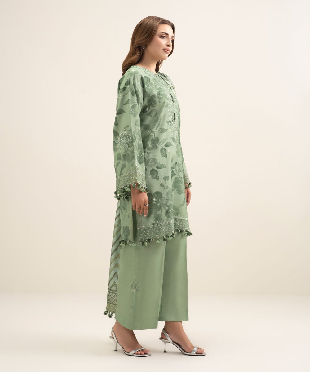 3 Piece - Embroidered Cotton Viscose Suit — Sapphire view 3