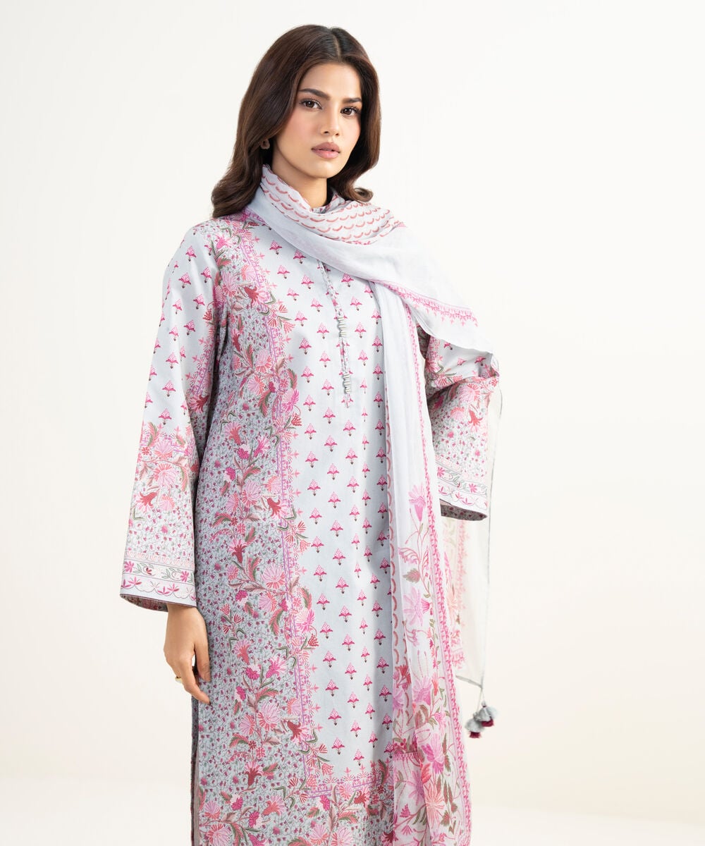 3 Piece - Printed Lawn Suit — Sapphire