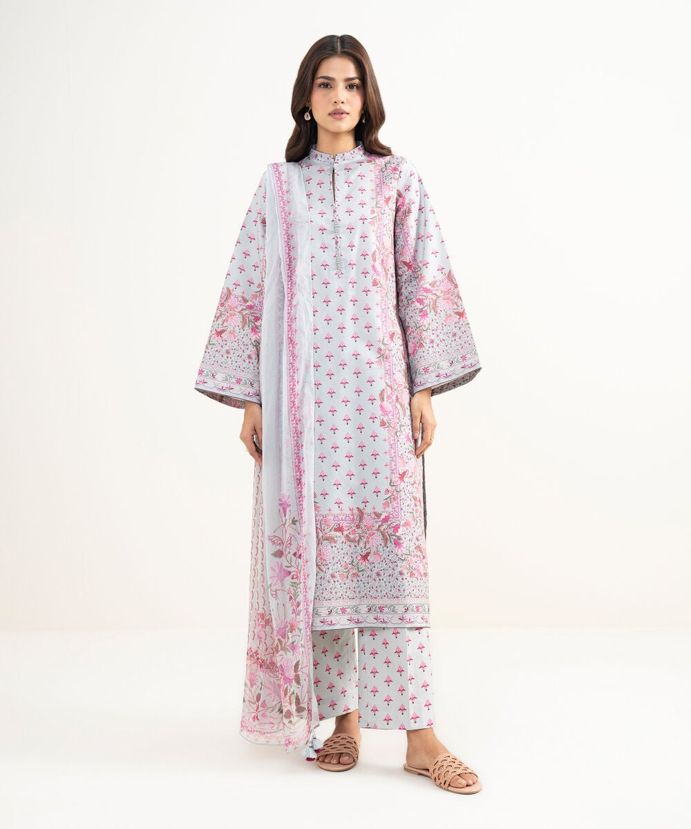 3 Piece - Printed Lawn Suit — Sapphire view 3