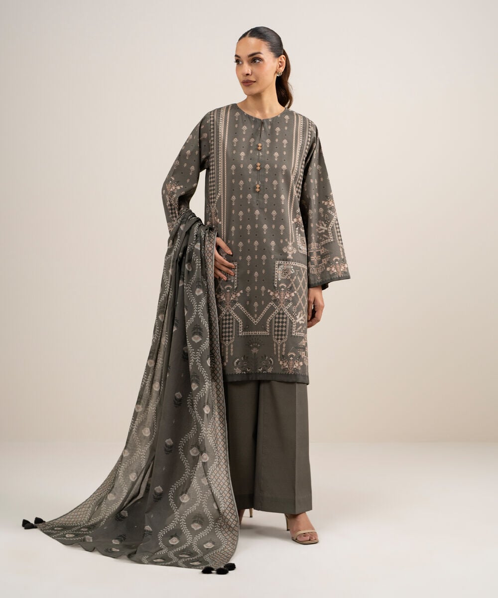 3 Piece - Printed Lawn Suit — Sapphire