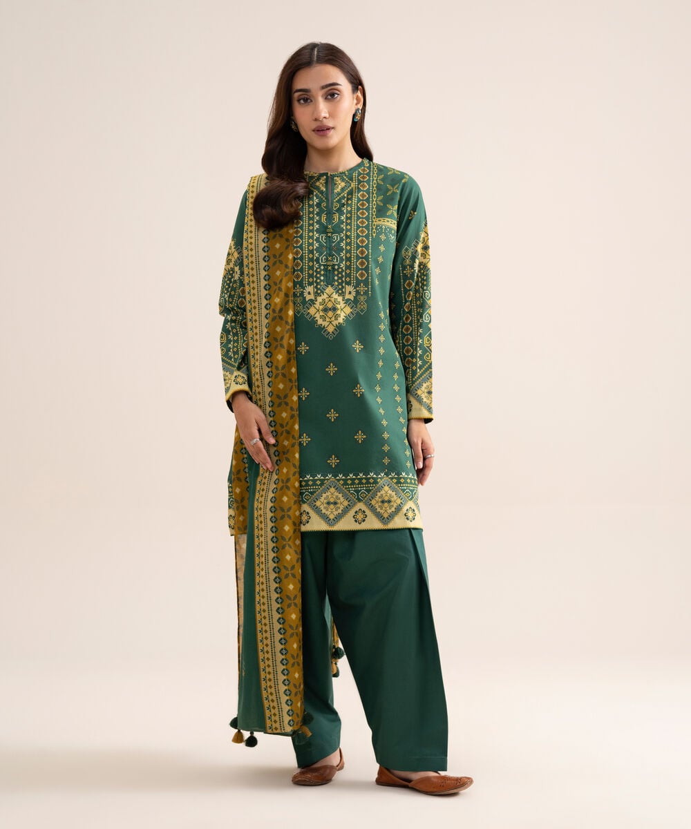 3 Piece - Printed Lawn Suit — Sapphire