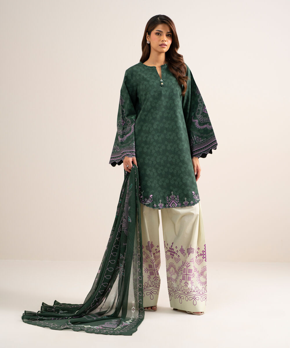 3 Piece - Printed Cotton Suit — Sapphire view 3