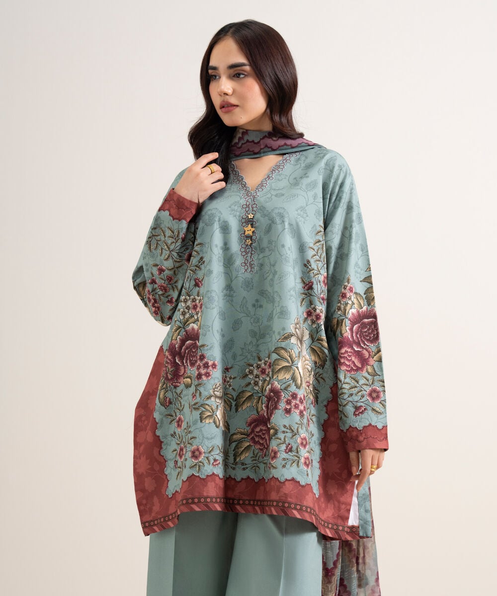 3 Piece - Printed Cotton Suit — Sapphire