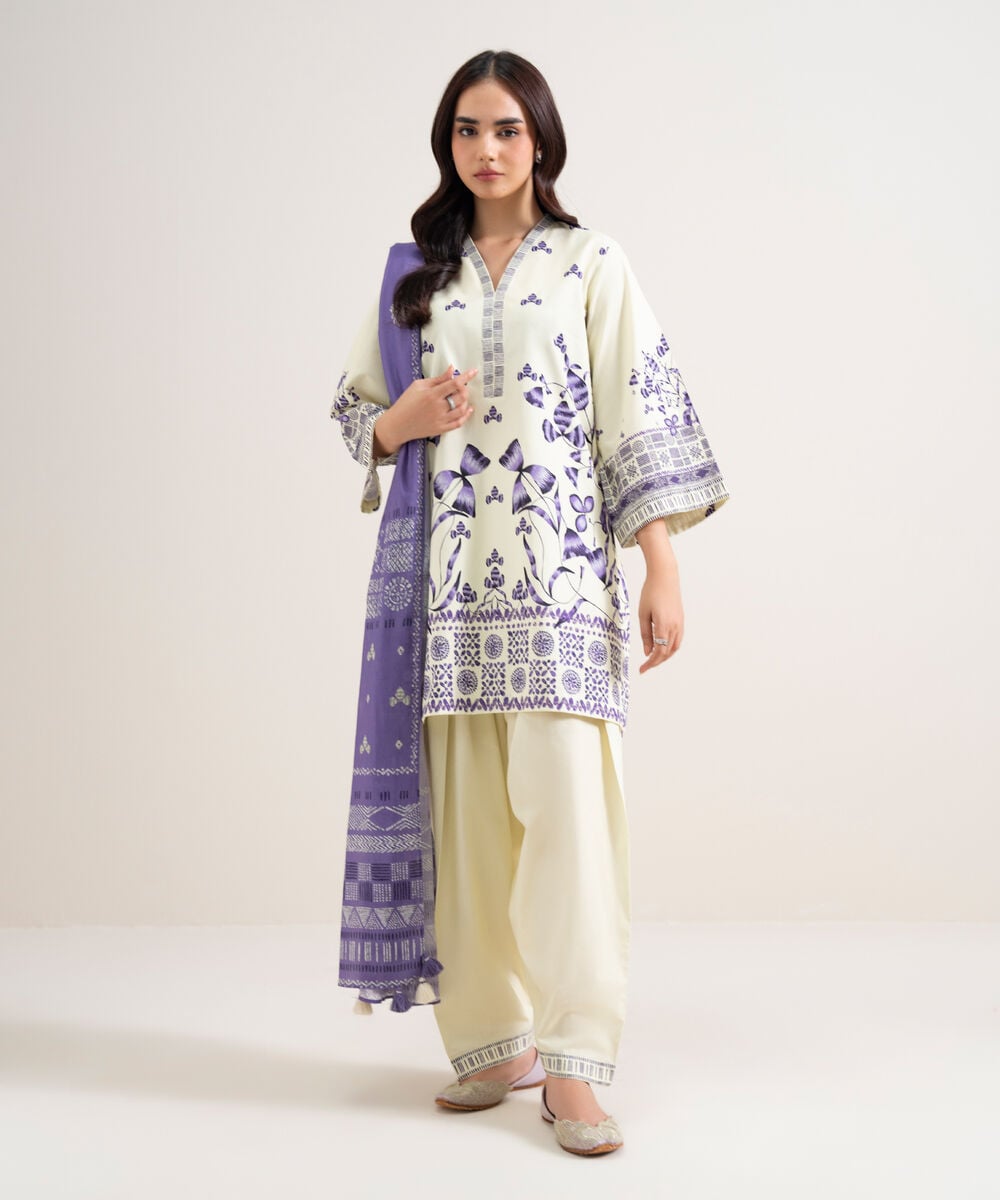 3 Piece - Printed Cotton Suit — Sapphire