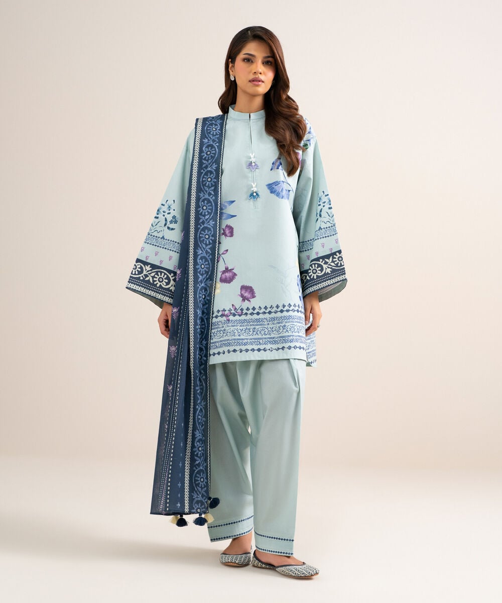 3 Piece - Printed Cotton Suit — Sapphire